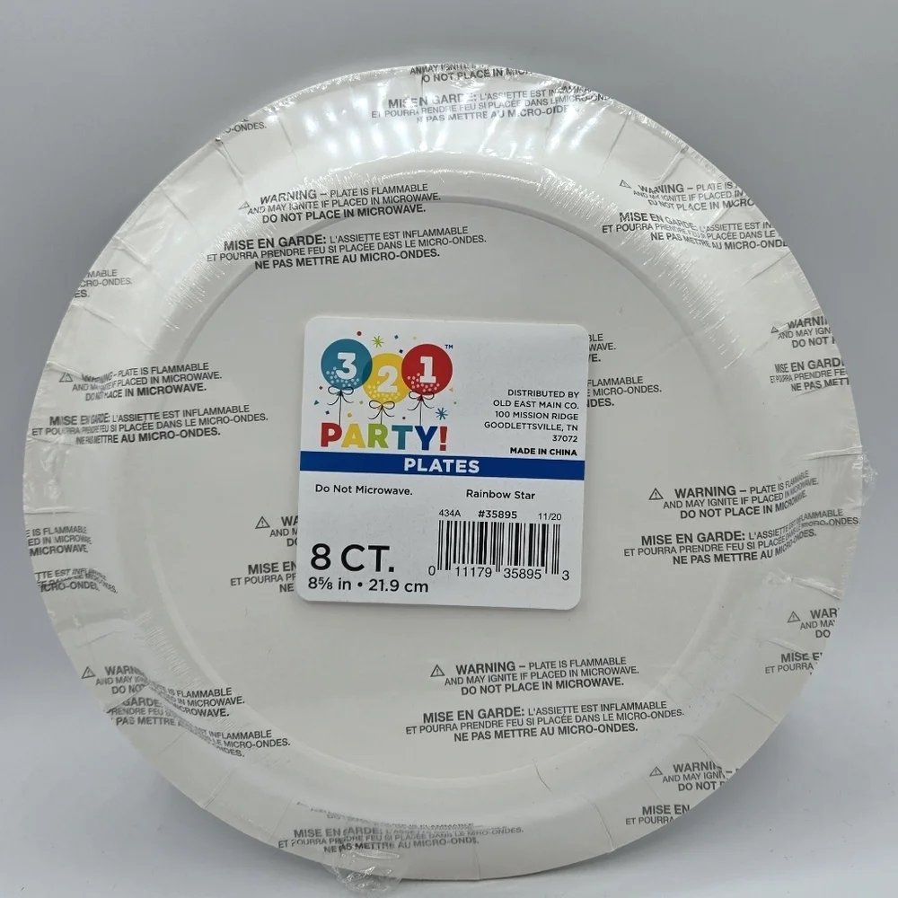 321 Party! Rainbow Star Round Party Plate 8 ct